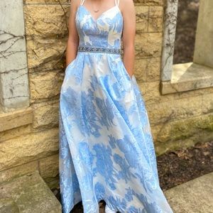 White and Blue Prom Dress